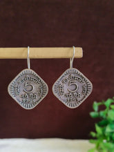 Silver Oxidised 5 Pesa Old Coin Hook Earrings | AMOLA