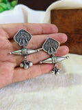 Silver Oxidised Trishul Stud Earrings | AMOLA