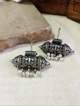 Antique Oxidised Silver Peal Hook Earrings AMOLA