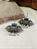 Antique Oxidised Silver Peal Hook Earrings AMOLA