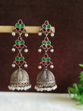 Antique Oxidised Pearl Drop Jhumka Earrings | AMOLA