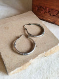 Silver Plated Oxidized Hoop Earrings | AMOLA