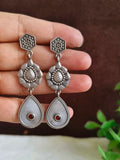 Elegant Silver Polish Replica Dangler Earrings | AMOLA
