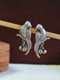 Charming Oxidized Silver Parrot Stud Earrings | AMOLA