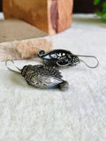 Silver Look-Alike Shankh Oxidised Hook Earrings | AMOLA