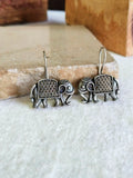 Silver Elephant Motif Hook Earrings | AMOLA
