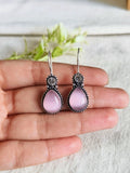 Oxidized teardrop Drop Monalisa Stone Earrings | AMOLA
