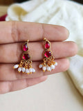 Gold-Plated Red Gemstone Pearl Choker Set | AMOLA