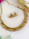 Traditional Laxmi Goddess Gold Coin Necklace Set | AMOLA