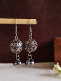 Oxidised Silver Ball Hanging Earrings | AMOLA