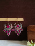 Oxidized Silver Crescent Moon Hook Earrings | AMOLA