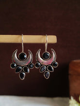 Oxidized Silver Crescent Moon Hook Earrings | AMOLA