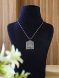 Engraved Tribal Oxidized Silver Chain Pendant | AMOLA