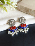 Brass Oxidized Enamel Stud Earring | AMOLA