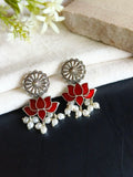 Brass Oxidized Enamel Stud Earring | AMOLA