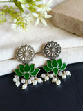Brass Oxidized Enamel Stud Earring | AMOLA