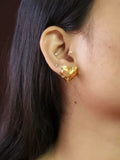 Golden Hammered Heart Mini Stud Earring | AMOLA