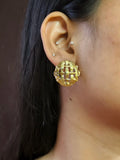 Basket Dome Textured Golden Stud Earrings | AMOLA