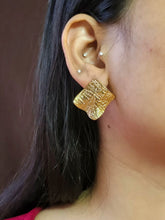 Golden Textured Wave Minimal Stud Earrings | AMOLA
