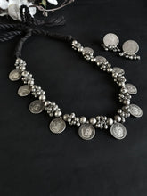 Oxidised Silver Coin Ghungroo Necklace Set | AMOLA
