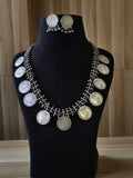 Silver Look Alike Coin Necklace Set | AMOLA