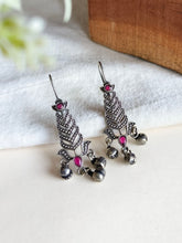 Oxidized Silver Gemstone Hook Earrings | AMOLA