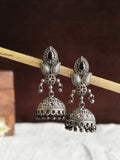 Antique Oxidized Floral Dome Jhumka Earring | AMOLA