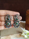 Oxidised Silver Red Stone Ghungroo Studded | AMOLA