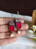 Hand Painted Oxidised Hook Earrings | AMOLA