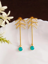 Gold-Plated Aqua Blue Matte Stone Earrings | AMOLA