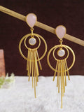 Golden Monalisa Stone Chic Dangler Earrings | AMOLA