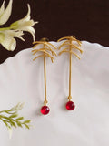 Gold-Plated Aqua Blue Matte Stone Earrings | AMOLA