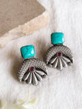 Antique oxidized Floral Monalisa Stud| AMOLA