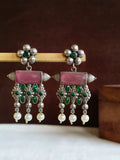 Antique Oxidised Meenakari Earrings | AMOLA