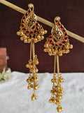 Red-Stone Kashmiri Ghungroo Drop Earrings | AMOLA