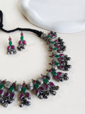 Oxidised Silver Look-Alike Necklace Set Perfect for Navratri Wear | AMOLA