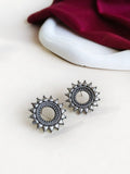 Oxidised Silver Sparkle Choker Set with Studs | AMOLA