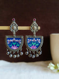 D Shaped Enamel Earrings with Small Ghungroo | AMOLA