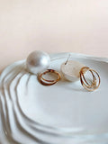 Golden Cotton Pearl Hoop Earrings | AMOLA
