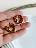 Gold Plated Contemporary Heart Hoop Earrings | AMOLA