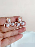 Gold Flower Pearl Anti-Tarnish Stud Earrings | AMOLA