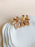 Golden Anti Tarnish Petal Stud Earrings | AMOLA