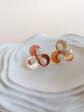 Golden Floral White Stone Stud Earrings | AMOLA