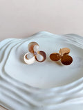 Golden Floral White Stone Stud Earrings | AMOLA