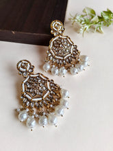 Gold Plated Polki Pearl Statement Earrings | AMOLA