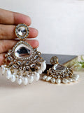 Polki Diamond pearl Drops Dangler Earring | AMOLA