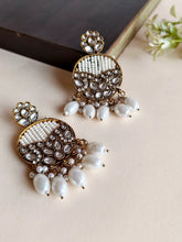 Golden Polki Pearl Chandelier Dangler Earrings | AMOLA