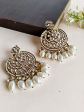 Gold Plated Kundan Pearl Chandbali Earrings | AMOLA