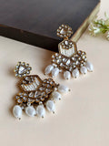 Gold Finish Kundan Polki Dangler Earrings | AMOLA