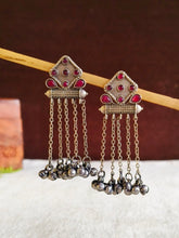 Oxidized Silver Long Chain Dangler Earrings | AMOLA